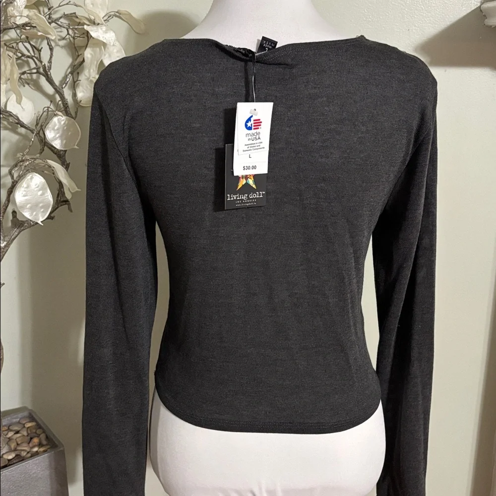 Living Doll Charcoal Long Sleeve Top